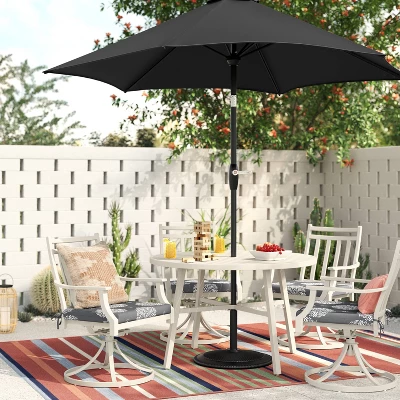 9'x9' Patio Market Umbrella - Black Pole - Room Essentials™ 3 9'x9' Patio Market Umbrella - Black Pole - Room Essentials™