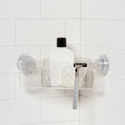 Suction Corner Basket Clear - Room Essentials™ 3 Suction Corner Basket Clear - Room Essentials™