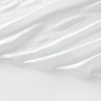 Full Garment Washed Microfiber Solid Sheet Set White - Room Essentials™ 4 Full Garment Washed Microfiber Solid Sheet Set White - Room Essentials™ - Image 2