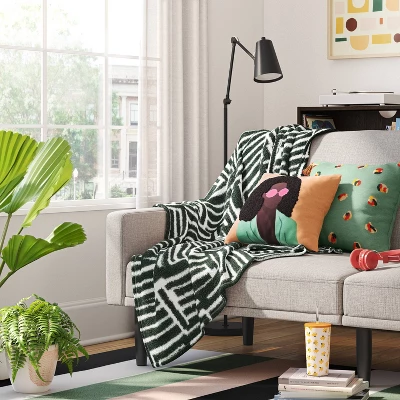 Square Woman With Pink Sunglasses Embroidered Cotton Square Throw Pillow Orange - Room Essentials™ 3 Square Woman With Pink Sunglasses Embroidered Cotton Square Throw Pillow Orange - Room Essentials™